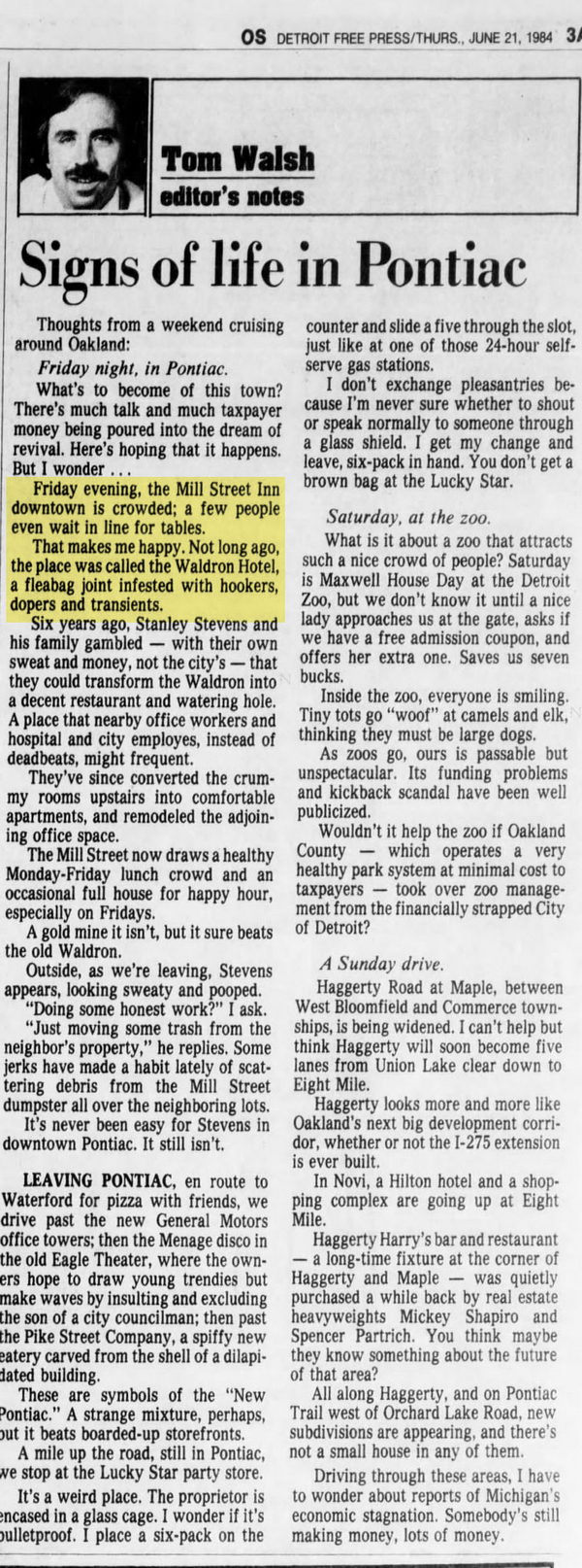 Waldron Hotel - Jun 21 1984 Article